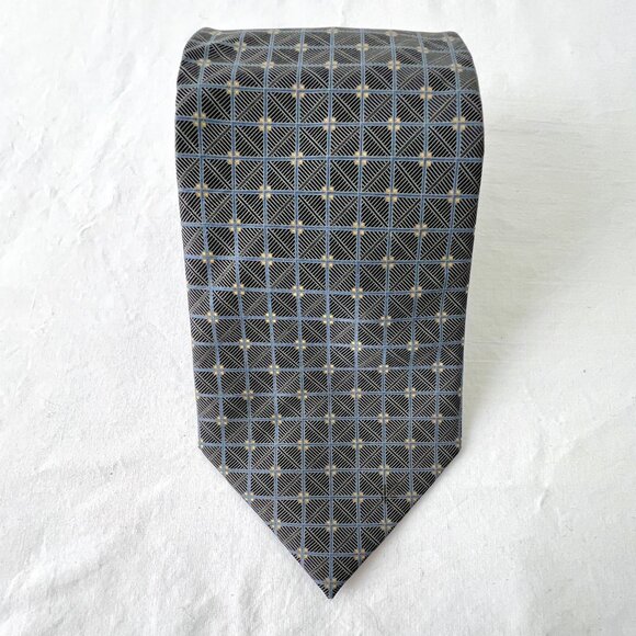 Nautica Necktie 100% Silk, Imported Fabric, Black, Gray & Blue, Geometric, EC! - Picture 1 of 6